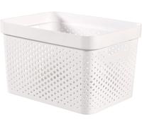 Apt-Curver Panier De Rangement Infinity 17l 100% Recyclé - Rangement Multiusage, Empilable Et Emboîtable - 35,5 X 26,2 X 21,9 Cm -Blanc