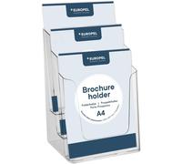 Apt-Europel Porte-Brochure Multicases, Support De Prospectus 3 Cases A4, Acrylique Transparent, Porte-Brochure Pour Les Bureaux, Menu, Dépliant, Flyer