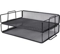 Apt-Exerz Corbeilles À Courrier 2 Pièces/Bannette De Bureau Superposable À Mailles Métalliques/Organisateur Multifonctionnel/Support De Fichier Pour Le Bureau, L'école, L'étude - Ex62005 Argent (Noir