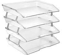 Apt-Facility Bac À Courrier À 4 Niveaux/Charge Latérale A4, Organiseur De Bureau, En Plastique (Couleur Transparent Cristal)