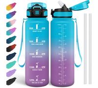 Apt-Gourde 1l, Étanches, Gourde Paille, Sans Bpa & Réutilisable, Bouteille, Motivation Bouteille D'eau, Avec Marqueur De Temps, Gourde Sport Pour Gym, Ecole, Cyclisme, Plein Air, Sport