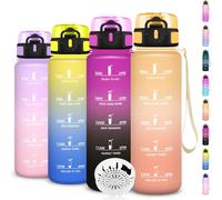 Apt-Gourde 1l, Gourde Sport Anti-Fuite, Facile À Nettoyer, Bouteille Plastique Avec Slogan De Motivation, Bouteille Graduée Pour 1 Journee, Pour Bureau, École, Enfant, Camping, Voyage, Sport, Running