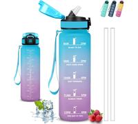 Apt-Gourde 1l, Gourde Sport, Anti Fuite, Gourde Graduée Pour 1 Journee, Facile À Nettoyer, Gourde Graduée, Gourdes De Camping Et Randonnée Avec Slogan De Motivation, Bouteille D'eau Pour Yoga, Aptitu