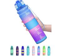 Apt-Gourde 500ml/1l, Bouteille D'eau Motivation Avec Marquage De Temps Sans Bpa Plastique, Étanches Reutilisable Gourde Sport Avec Filtre Pour Enfant, Course, Running, L'école, Randonnée