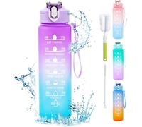 Apt-Gourde 750 Ml, Gourde Sport Avec Marqueur De Temps, Gourde Avec Paille, Bouteille D'eau Étanche Avec Couvercle Sans Bpa, Water Bottle Pour Sport, Gym, Bureau, Course À Pied (Violettes)