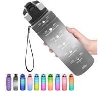 Apt-Gourde Enfant, 500ml/700ml/1l/1,5l/2l, Sport Gourde, Bouteille D'eau Reutilisable Étanches Sans Bpa Plastique Avec Marqueur De Temps Pour Running, Randonnée, Camping