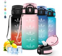 Apt-Gourde Enfant, 500ml, Gourde Avec Paille, Anti Fuite, Graduée Pour 1 Journee, Facile À Nettoyer, Motivation, Verrou De Sécurité, Avec Slogan De Motivation, Pour École, Camping