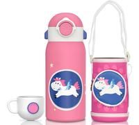 Apt-Gourde Isotherme Enfant Avec Paille 600ml, Bouteille Isotherme Etanche Sans Bpa Tritan, Bouteille D'eau Anti-Fuite Réutilisable Pour Ecole, Sport Et Maternelle