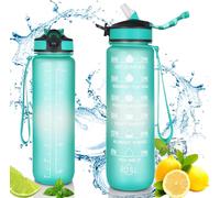 Apt-Gourde Sport, 1 Litre Bouteille D'eau Étanche Avec Marqueur De Temps De Motivation Sans Bpa, Gourdes D'eau Réutilisable Avec Brosse De Nettoyage, Pour Camping Voyage Gym Cyclisme