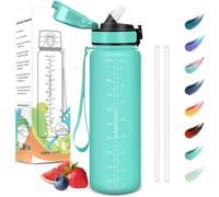 Apt-Gourde Sport, 1000ml Anti-Fuite, Gourde Avec Paille, Sans Bpa, Gourde Paille, Réutilisable, Gourde, Facile À Transporter, Bouteille D'eau Pour Yoga, Camping, Cyclisme, Fitness, Bleu Vert