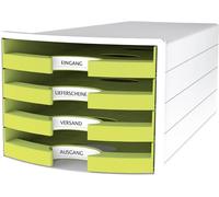 Apt-Impuls Boîte De Rangement Avec 4 Tiroirs Ouverts Blanc/Citron Format A4/C4 280 X 367 X 253 Mm