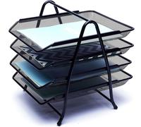 Apt-Lot De 4 Bacs ¿¿ Courrier ¿¿ 4 ¿¿Tages - Trieur De Papier Sur Pied - Organiseur De Bureau - Porte-Documents - Grille M¿¿Tallique - Pour Bureau, ¿¿Cole, Maison, ¿¿Tude