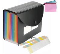 Apt-Monqi Trieur A4 24 Poches Avec Couvercle + 3 Pvc Zip Document Dossier A4, Grande Capacité Trieur Extensible Accordéon/Extensible Trieur Accordéon Pour École, Bureau, Maison