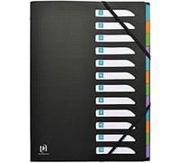 Apt-Oxford Trieur Standard 12 Compartiments A4 Memphis Couverture Polypro Noir