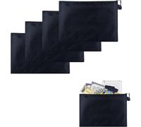 Apt-Pochette À Document A5, Sacs De Fichiers En Tissu Oxford, Pochette Document Zip, Document Dossier Étanche, Pour Stocker Des Documents, Des Magazines, Des Livres, Des Clés, Noir, 4 Pièces