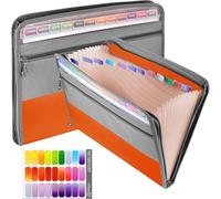 APT-Porte-documents A4 13 compartiments avec fermeture éclair - Classeur A4 en toile solide pour bureau, maison, école, documents - Orange