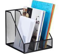 Apt-Range-Revues, 3 Compartiments, Format A4, Design Maille, Hlp 26x24x26 Cm, Bureau/Télétravail, Métal, Noir