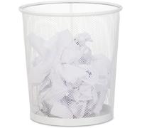 Apt-Relaxdays Corbeille Papier Pour Bureau Et Chambre Ado, Ouverte,Ronde, Fil De Fer, Poubelle, En Métal, Hxd 28 X 26cm,Blan