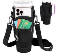 Apt-Sac Bouteille D'eau Pour Tasse Stanley Cup 40oz, Porte Gourde Sac À Dos Avec Sangle Ajustable Et Poche Pour Téléphone, Stanley Cup Bag Pour Marche Camping Course Cyclisme, Noir