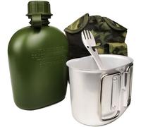 Apt-Set Pour Bouteille D'eau De L'armée Cantine D'eau Militaire Kit De Cantine De Camping Avec Bouteille D'eau De 1 L Cantine Militaire Pliable En Aluminium Avec Poignée Sac De Rangement