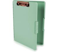 APT-Slimcase Lot de 2 porte-blocs en plastique avec rangement et ouverture latérale, pour organiser, transporter et ranger, support A4, idéal pour les infirmiers, vert pâle et clip or rose