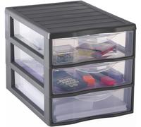 Apt-Sundis Orgamix, Petite Tour De Rangement En Plastique Gris, 3 Tiroirs Transparents Format Papier A4, Hauteur 25,5 Cm, Superposable, Idéale Rangement Bureau, Cours, Documents, Fournitures