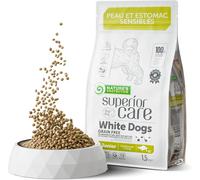 APT-Superior Care Croquettes Chien Junior à Poils Blancs - Nourriture pour Chiens au Poisson Blanc - Réduit Les Larmoiements - Omégas 3 et 6 - pour Une Peau et Un Pelage Sains (1,5kg)