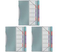 Apt-- Trieur À 6 Compartiments Pour Documents A4, Pochettes En Plastique Transparent, Maison/Bureau, Motif Texturé, Gamme Colour'breeze, Multicolore, 626255 (Lot De 3)