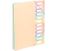 Apt-- Trieur Document A4 Avec 12 Compartiments - Organisateur De Bureau Extensible - Porte Document A4 Avec Index - Fermeture Par Élastique - Rainbow Pastel Beige