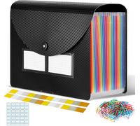 Apt-Trieur Document A4, Classeur Rangement 24 Compartiments Avec Couvercle, Organiseur Documents Extensible Accordéon (B_Noir)