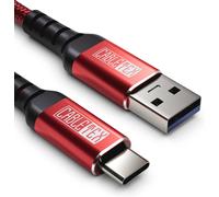 APT-USB C Cable USB 3.0 Type A 1.5m Power and Data Cord Nylon Braid for USB 3.1 laptops and Smartphones Nexus 5X, 6P, OnePlus 2, OP 3, HTC 10, MacBook Pro - Red