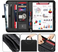 Apt-Wilbest® Porte Documents, Dossier De Conférencier A4 En Cuir, Grands Compartiments Pour Ordinateur Plat, Compartiment À Fermeture Éclair, 4 Compartiments Pour Cartes, Poignées Magnétiques Pliable