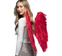 Aptafêtes - AC0040 - Maxi ailes d'ange plumes rouges - Taille 65 x 65 cm