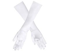 Aptafêtes - AC0885/BLANC - Gants satine elastique - blanc - 40 cm