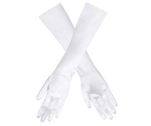 Aptafêtes - AC0885/BLANC - Gants satine elastique - blanc - 40 cm