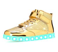 APTESOL Baskets montantes unisexes avec aspect métal miroir et détails scintillants - Fermeture Velcro réglable - Chaussures de loisirs et de fête brillantes pour hommes et femmes, 41 EU