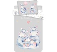 APTEX Parure de lit pour bébé Hippos - 100 x 135 cm, Gris