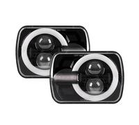 Aptfkec Phare Avant DRL Pour Jeep Pour Wrangler YJ Pour Cherokee XJ H6014 H6052 H6054 H4 Phare Accessoires De Voiture Lampe À LED Dernier Style 2 Pièces 7X6 5X7 Phares LED