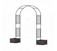 Aptliton Arche de roses avec bacs à plantes, 200 x 40 x 220 cm, arche de jardin ronde en fer enduit de polyéthylène, treillis pour plantes grimpantes, arche de portail avec jardinières comme brise-vue