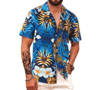 APTRO Chemise à Manches Courtes Hawaïenne pour Homme séchage Rapide imprimé Tropical Funky Shirts S-5XLFeuilles Jaunes M245 M