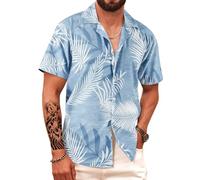 APTRO Chemise à Manches Courtes Hawaïenne pour Homme séchage Rapide imprimé Tropical Funky Shirts S-5XL Bleu M071 S