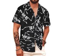 APTRO Chemise à Manches Courtes Hawaïenne pour Homme séchage Rapide imprimé Tropical Funky Shirts S-5XL Halloween M119 M