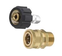 ApuaVireo&Co Adaptateur for nettoyeur haute pression M22 14 mm vers 3/8 pouce, kit de connexion rapide 5000 PSI, lot de 2, noir et or