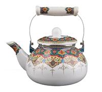 ApuaVireo&Co Bouilloires de cuisinière en émail floral - Théière émaillée à chauffage rapide avec poignée porcelaine froide au toucher for l'eau chaude Sans sifflement(B)