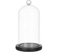 ApuaVireo&Co Cloche de présentation en Verre Transparent, Couvercle Noir avec poignée supérieure, vitrine décorative, 21,5 x 11,5 cm