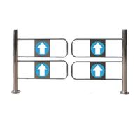ApuaVireo&Co Portail d'entrée de supermarché, portail sécurité manuel à sens unique, porte d'entrepôt fermeture automatique en métal, frein pivotant (110 x 100 cm)