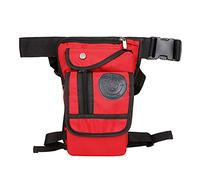 ApuaVireo&Co Sac Banane en Toile/Nylon for Homme, Sacoche de Voyage for Moto, Tout-Terrain, for Cuisses et Ceinture(Red)