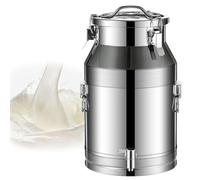 ApuaVireo&Co Seau de transport de lait robuste en acier inoxydable 304 avec couvercle à joint en silicone et robinet for le stockage du lait et du vin.(28L)