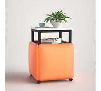 ApuaVireo&Co Siège cube 5 en 1 avec roulettes pivotantes et table basse, tabouret de canapé empilable à roulettes, tabouret ottoman gigogne mobile, for salon, bureau à domicile(Orange Square,White des