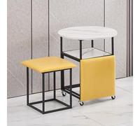 ApuaVireo&Co Table à Manger combinée 5 en 1 avec 4 tabourets, Table d'appoint gigogne Peu encombrante, Tabouret Ottoman empilable, Repose-Pieds, canapé Cube et Table(Yellow,White Desktop)